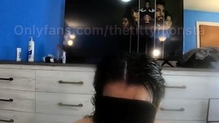 Brunette seductress working her big boobs and hot ass