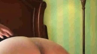 Lashing slut Mary’s fat old ass with the belt