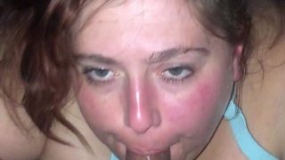 Slut gives wam deep throat pov blowjob and handjob